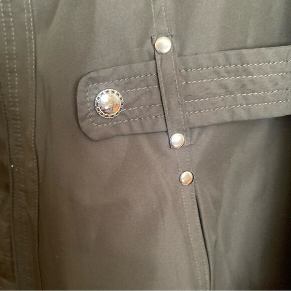 INTL details | Olive Green Utility Jacket Lightweight Lined Zip Up - 1X - Picture 8 of 13